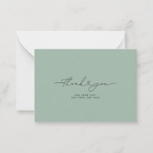 Thank You Script Heart Elegant 3,5"X2.5" Orange Note Card