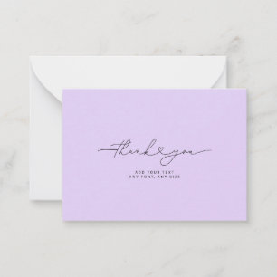 Thank You Script Heart Elegant 3,5"X2.5" Purple Note Card