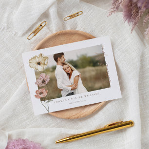 Thank You Script Icelandic Watercolor Poppy Photo Foil Invitation