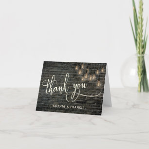 Thank You Script, Industrial Bricks Vintage Lights Card