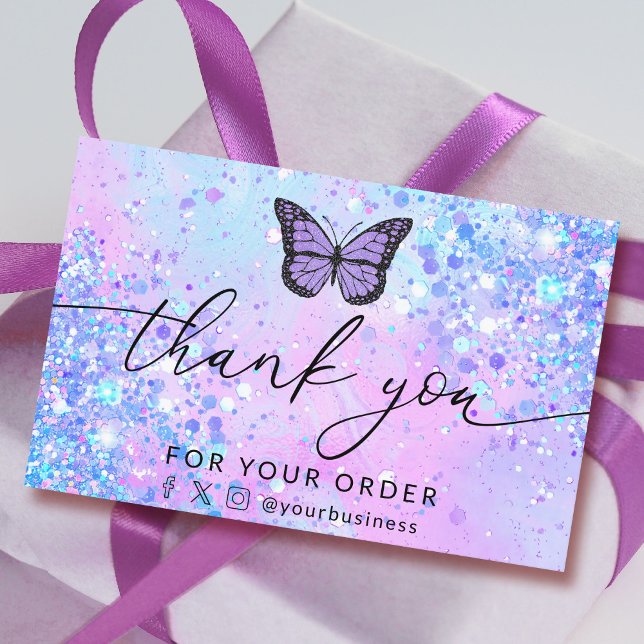 thank you script lavender butterfly business card (Creator Uploaded)