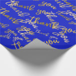 Thank You Script Mermaid Gold Favor Blue Wrapping Paper<br><div class="desc">A cute form to say thank you in a colorful way
Have a Day Nr1! 
Florence</div>