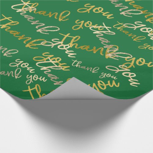 Thank You Script Mermaid Gold Wedding Favor Green Wrapping Paper