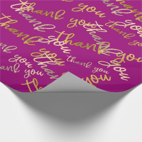 Thank You Script Mermaid Gold Wedding Favor Pink Wrapping Paper