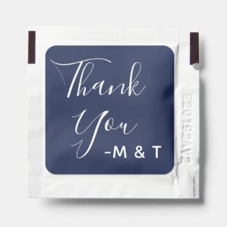 Thank You Script Monogram Navy Blue Wedding Hand Sanitizer Packet
