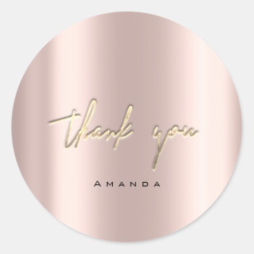 Thank You Script Name 16th Bridal Rose Gold Classic Round Sticker