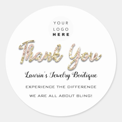 Thank You Script Name Shop Web Logo Boutique Rose Classic Round Sticker