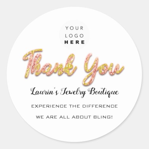 Thank You Script Name Shop Web Logo Boutique Rose Classic Round Sticker