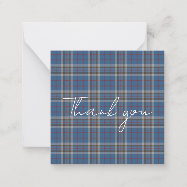 Thank You Script Plaid Tartan Thompson Rustic Note Card (Front)