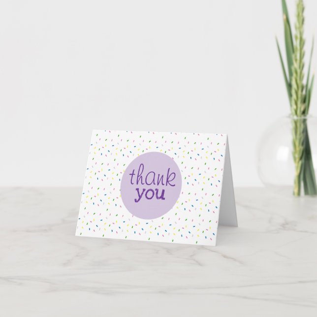 Thank You Script Purple Sprinkles Pattern Card (Front)
