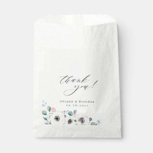 Thank you script rustic anemone floral wedding  Favor Bag