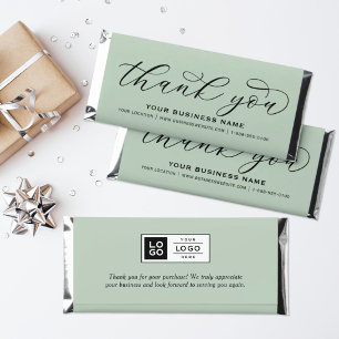 Thank You Script Sage Green Business Hershey Bar Favors