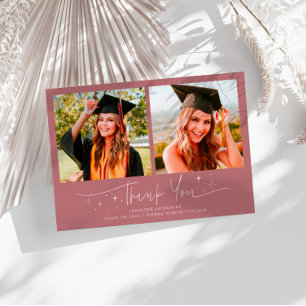 Thank You Script Stars Pink Grad Multi Photo Announcement