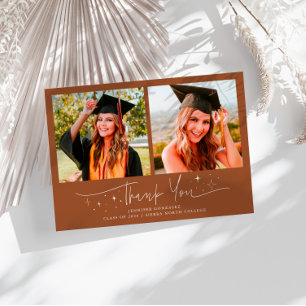 Thank You Script Stars Terracotta Grad Multi Photo Announcement