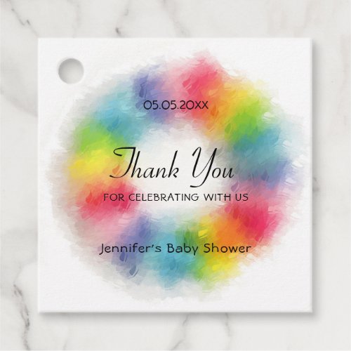 Thank You Script Text Template Custom Colorful Favor Tags