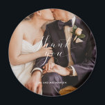 Thank You Script Wedding Photo Magnet<br><div class="desc">Thank you wedding keepsake magnets for your family and friends who attended your wedding celebration. Customize with your photo and names. These can be used as a wedding favor or mailed as a thank you after the ceremony. Contact me through the button below if you need assistance with your photo...</div>