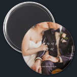 Thank You Script Wedding Photo Magnet<br><div class="desc">Thank you wedding keepsake magnets for your family and friends who attended your wedding celebration. Customize with your photo and names. These can be used as a wedding favor or mailed as a thank you after the ceremony. Contact me through the button below if you need assistance with your photo...</div>
