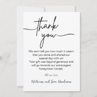 Thank You Script Wedding Photo Thank You Card