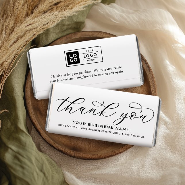 Thank You Script White Small Business Hershey Bar Favors (Creator Uploaded)