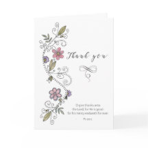 Thank You Scripture Hand Drawn Flower Swirl Card