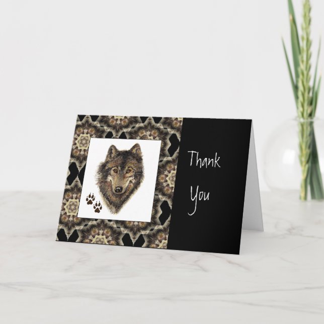 Thank You, Scripture, John 1:16,Wolf Animal Thank You Card (Front)