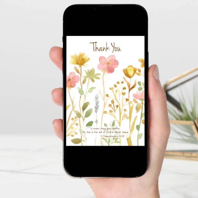 Thank You Scripture Thessalonians Wildflowers Card (Front Digital)