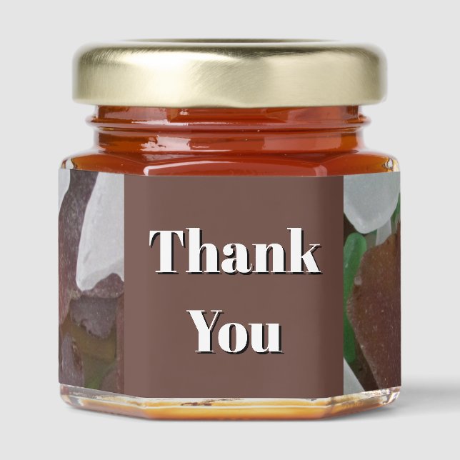 Thank You Sea Glass Photo Multipurpose Thanks Honey Jar Favors (Front)