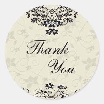 Thank You Seal - Black And White Floral by OLPamPam at Zazzle
