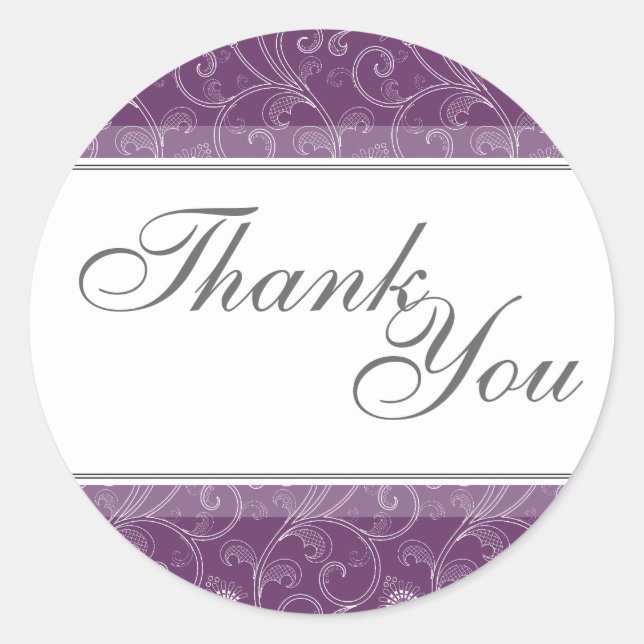 Thank You Seal - Deep Purple Victorian Wedding (Front)