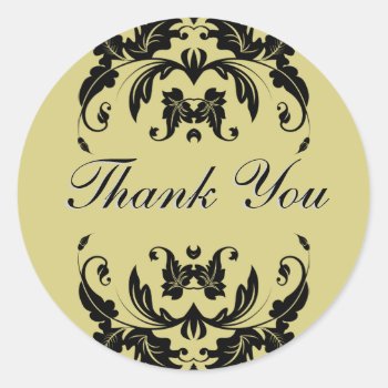 Thank You Seal - Gold Damask Wedding by OLPamPam at Zazzle
