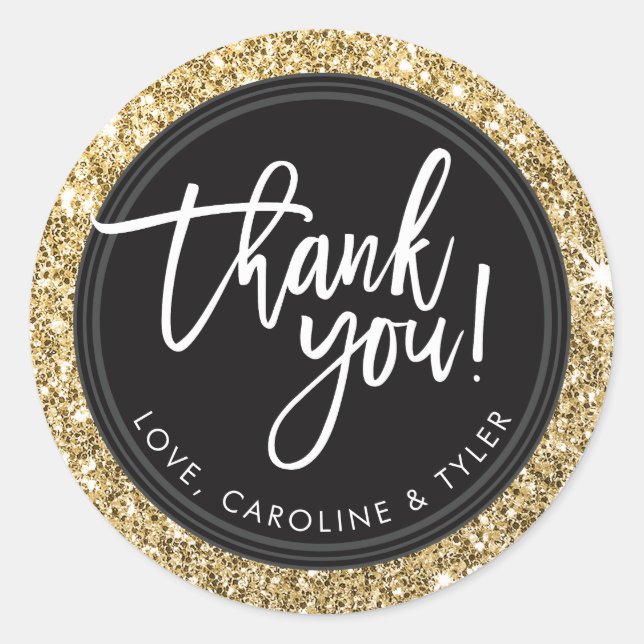 THANK YOU SEAL modern hand lettered gold glitter (Front)