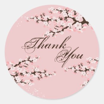 Thank You Seal - Pink Cherry Blossom Wedding by OLPamPam at Zazzle