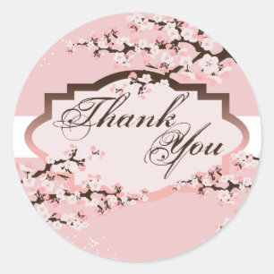Thank You Seal - Pink Cherry Blossom Wedding