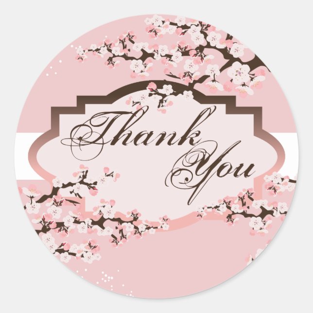 Thank You Seal - Pink Cherry Blossom Wedding (Front)
