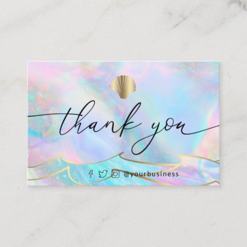 thank you seashell and ocean waves business card