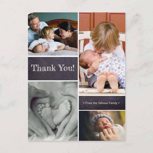 Thank you, second baby birth announcement postcard (Front)