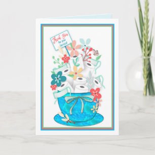 Thank You , Service Covid-19,Toliet Paper & Flower Card