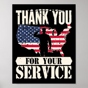 Thank You Service Veteran America Patriot Military Poster