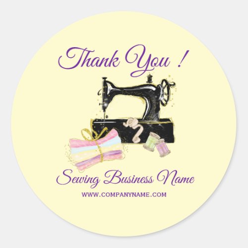 Thank You Sewing Machine Vintage Business Classic Round Sticker