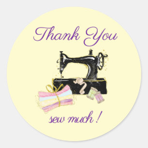 Thank you Sewing Machine Vintage Fun Classic Round Sticker