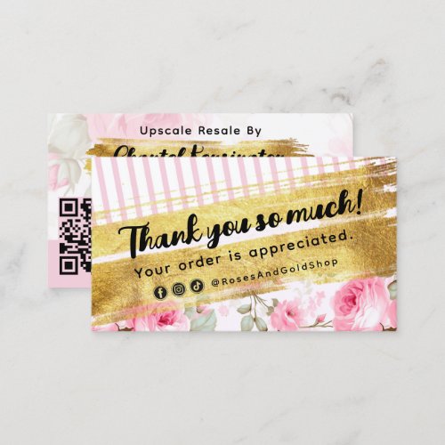 Thank You Shabby Blush Watercolor Roses Discount Business Card