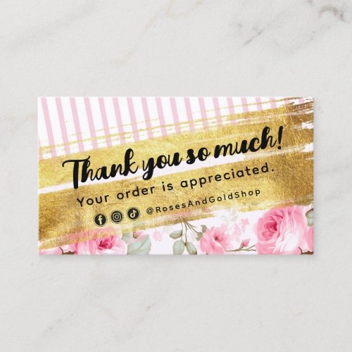 Thank You Shabby Blush Watercolor Roses Discount Business Card