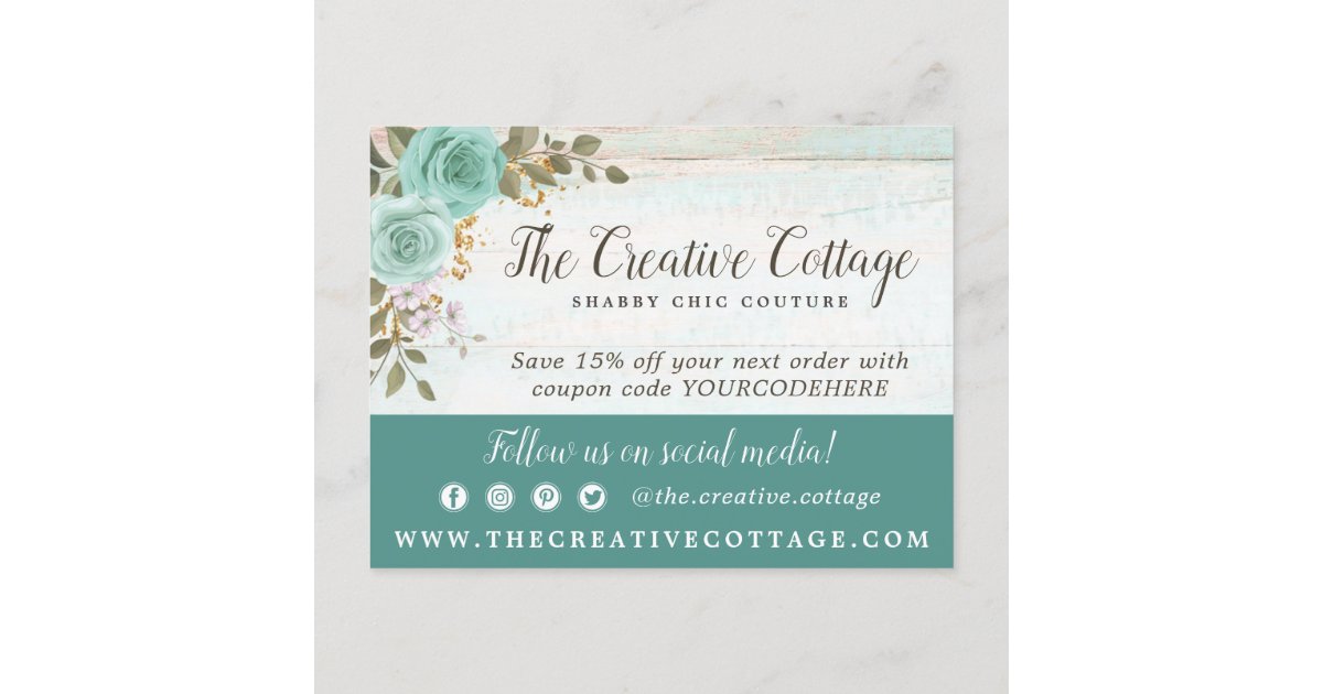 Thank You Shabby Chic Floral Rustic Wood Postcard | Zazzle