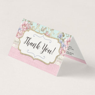 Thank You Shabby Chic Pink Floral Vintage Boutique
