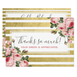 Thank You Shabby Chic Vintage Roses & Gold Card
