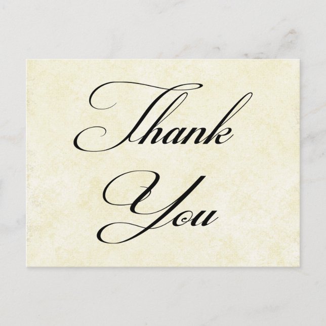 Thank You Shabby Chic Vintage Tan Post Card (Front)