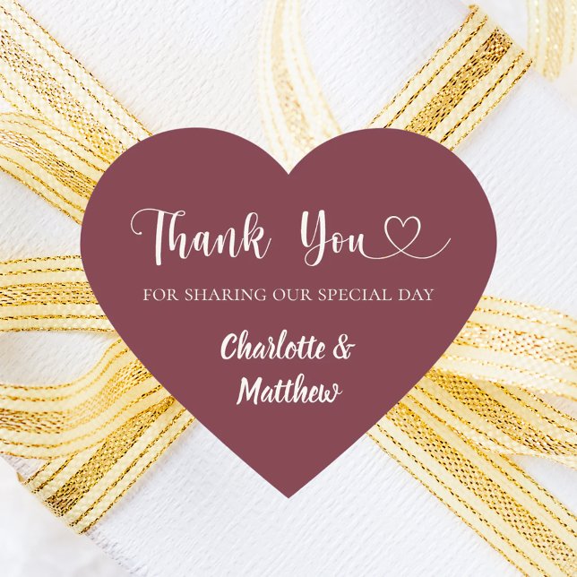 Thank you sharing our day burgundy ivory wedding heart sticker (Creator Uploaded)