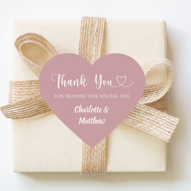 Thank you sharing our day dusty rose wedding heart sticker (Creator Uploaded)