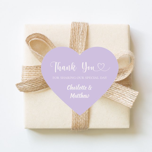 Thank you sharing our day lavender ivory wedding heart sticker (Creator Uploaded)