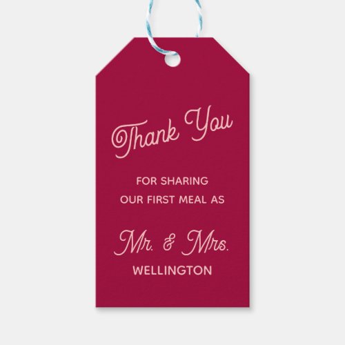 Thank You Sharing Our first Meal Pink Wedding Gift Tags